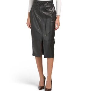 River Island Faux Leather Midi Skirt